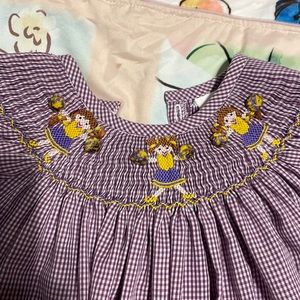 Purple and Gold cheerleader smocked dress